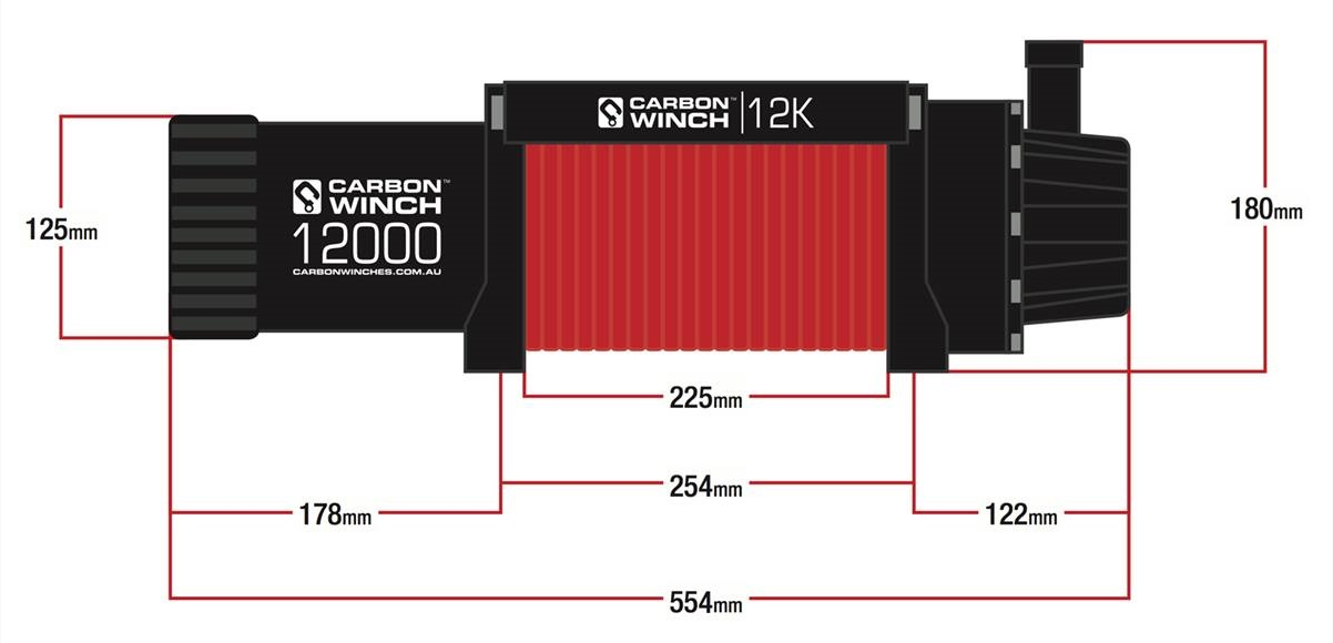 Carbon 12,000lb Electric Winch W/Synthetic Rope